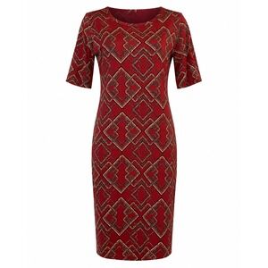 LuLaRoe Julia Dress Women Small Red NWT Geometric Sheath Short Sleeve KneeLength